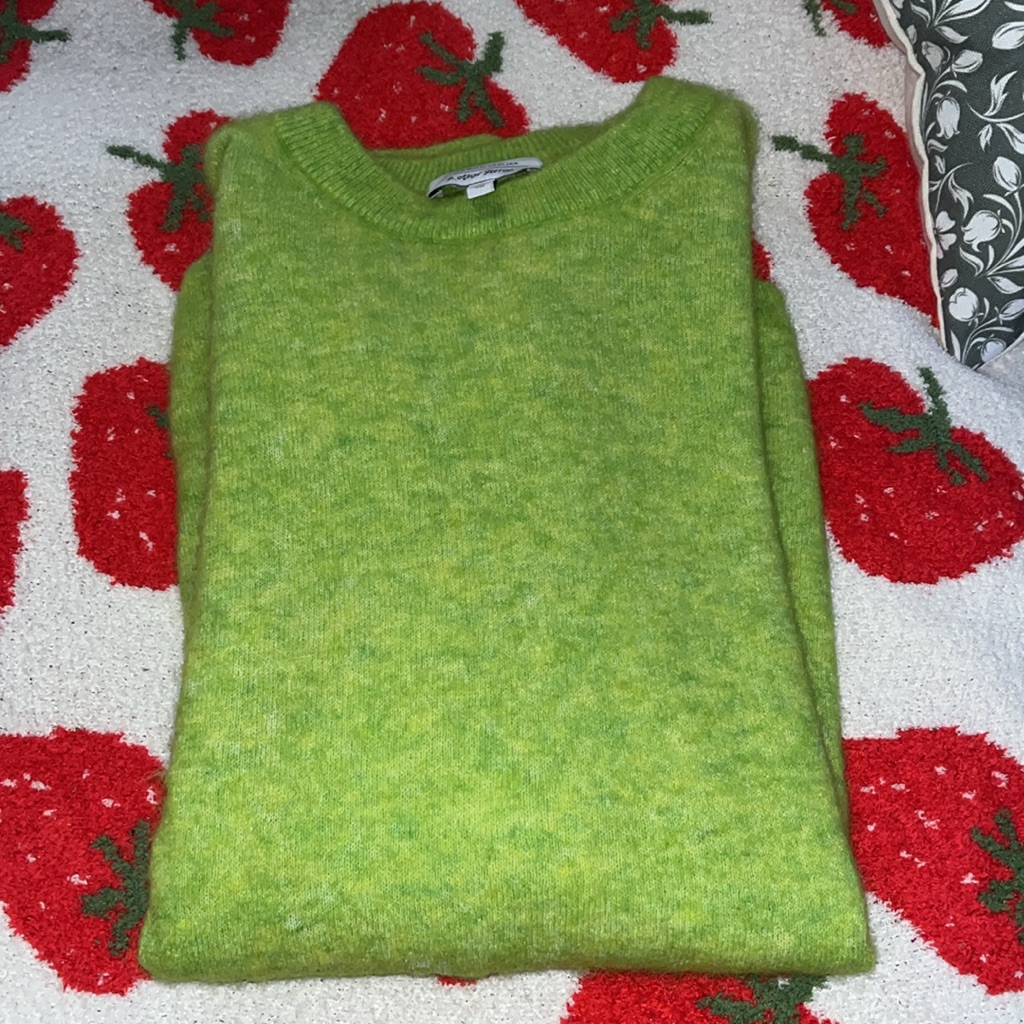 Stockholm Atelier Vibrant Green Crew Neck Sweater With Textured Knit